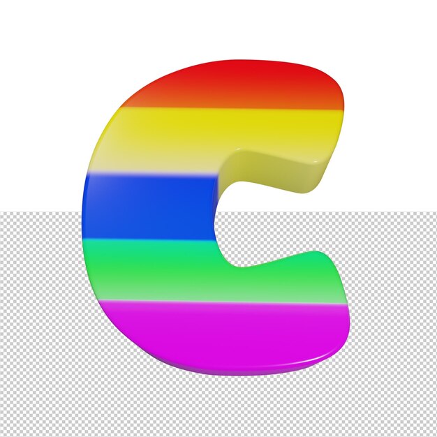 Letter c regenboog teksteffect 3d render