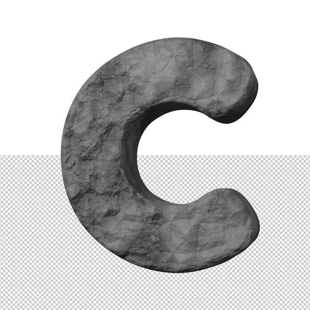 Letter c stone text effect 3d render