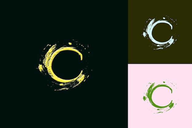 手描きのC文字のロゴデザインスタイルとC形のIn Nature抽象ベクトルコレクション