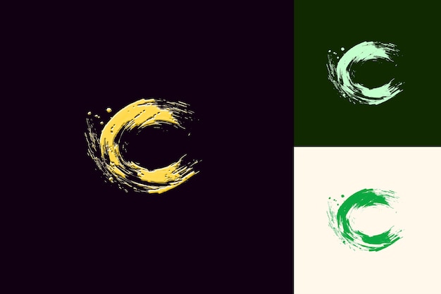 手描きのC文字のロゴデザインスタイルとC形のIn Nature抽象ベクトルコレクション