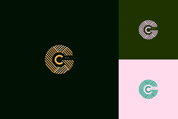 letter c with initial logo design style with c shaped into a nature abstract vector collections