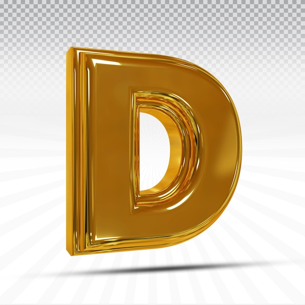 PSD letter d 3d style color golden