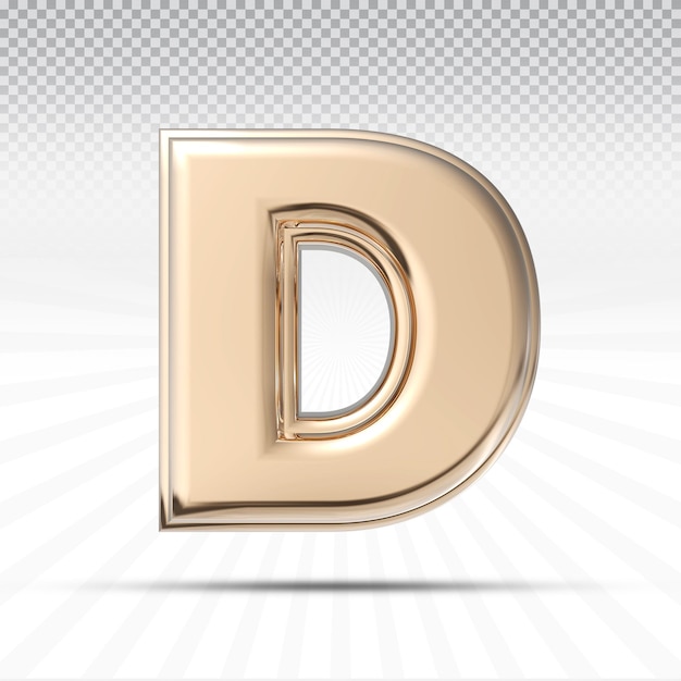 Letter D 3D Style Color light Gold