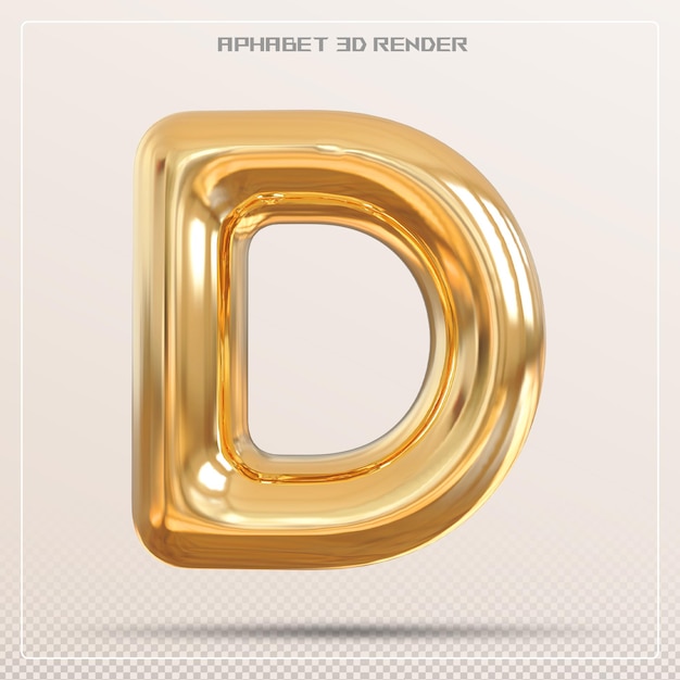 PSD letter d font gold alphabet 3d render