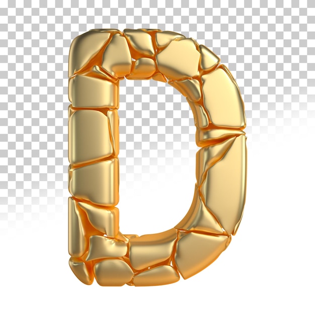 Letter d gold 3d render style