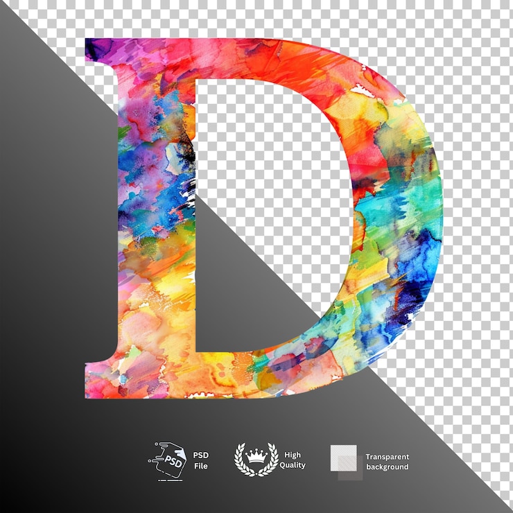 PSD 透明な背景に隔離されたd文字