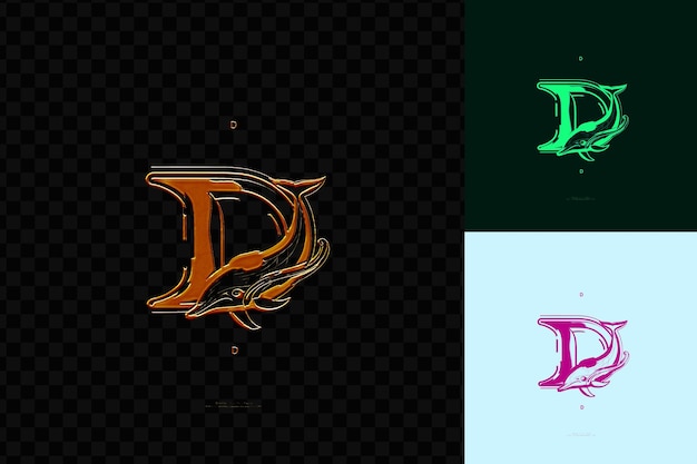 PSD lettera d con stile di design del logo al neon con d a forma di do identity branding concept idea art