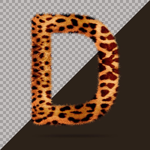 Letter d with realistic 3d fur