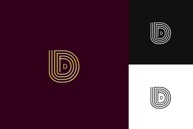 PSD 字母d与字体标志设计风格与d形状的插图标志向量设计