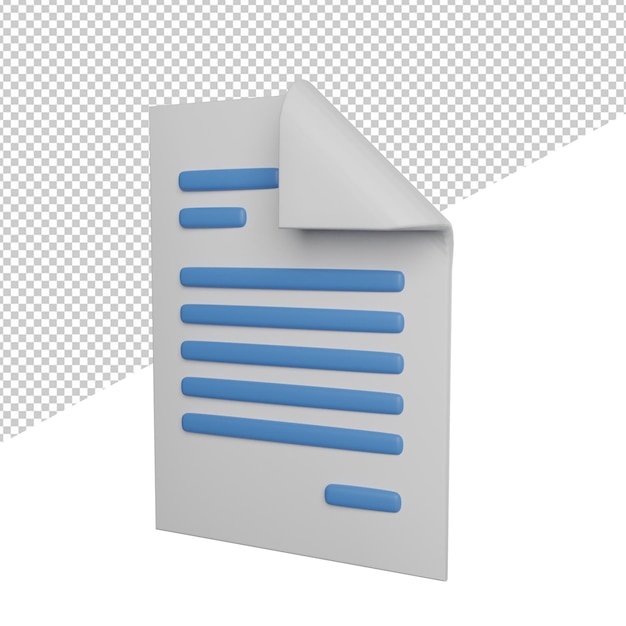 PSD letter document file side view 3d illustration rendering icon transparent background