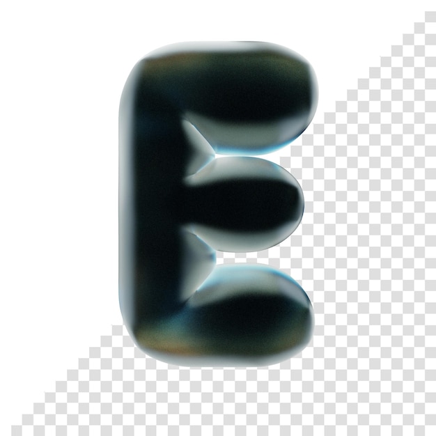 PSD letter e in balloon inflate effect for composition in gradient effect