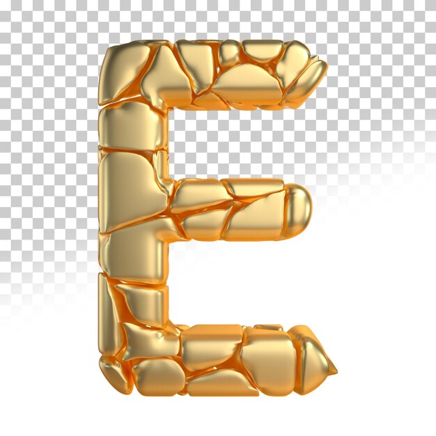 Letter e gold 3d render style