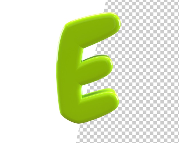 Letter e groen alfabet 3d render