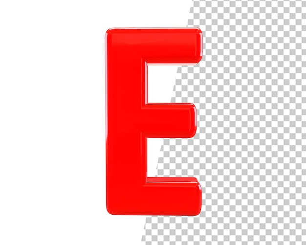 Letter e logo red alphabet 3d render