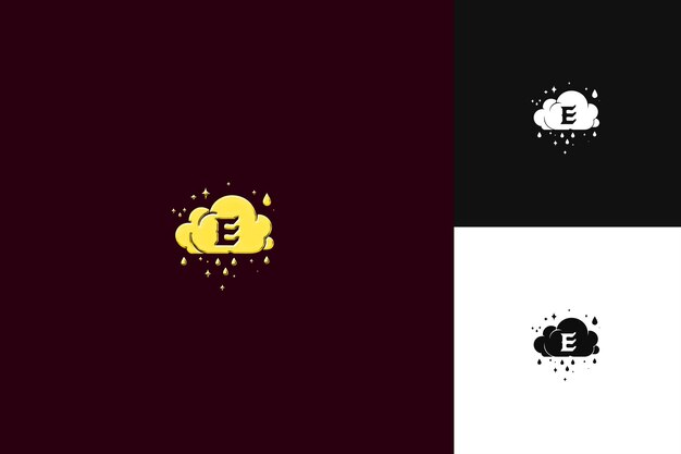 Letter E With Cloud Logo Design Style With E Shaped Into a C Illustration Logo Vector Designs