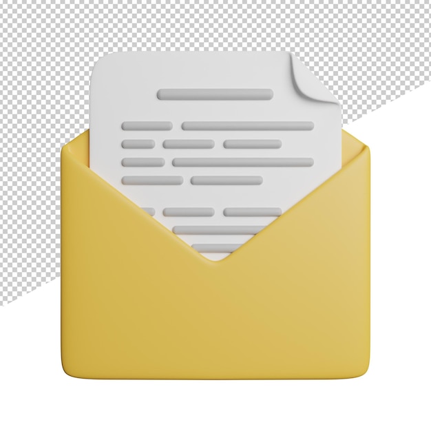 Letter Envelope Message front view 3d rendering icon illustration on trasnparent background