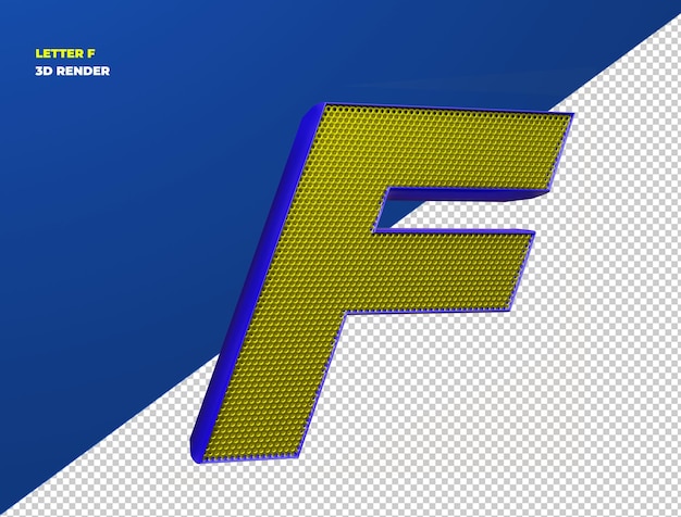 LETTER F 3D RENDER YELLOW AND BLUE