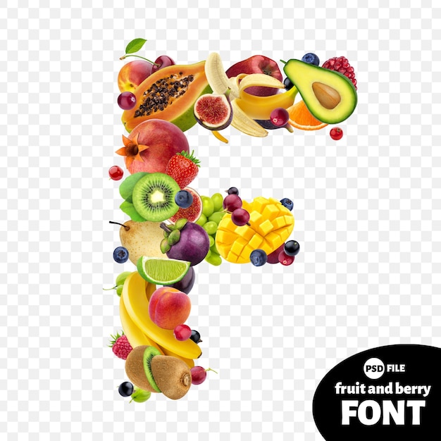 Letter f, fruit lettertype symbool