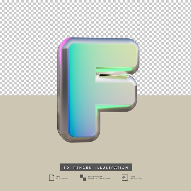 PSD letter f gradient text effect 3d render