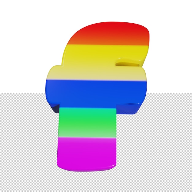 Letter f rainbow text effect 3d render