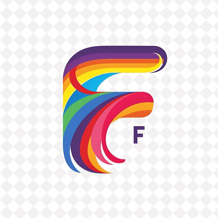 PSD letter f with rainbow logo design style with f shaped into a illustration logo vector designs