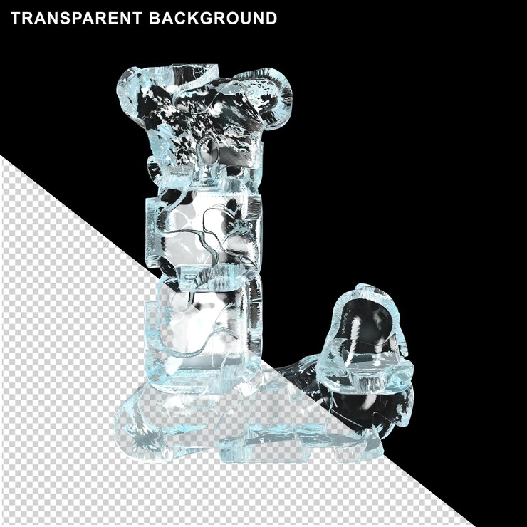 PSD letter from the collection of symbols made of ice. 3d capital letter l