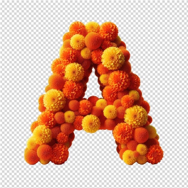 PSD a letter a from orange fruits