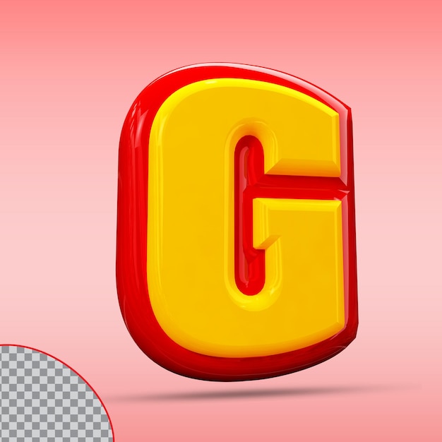 Letter g 3d style color red and gold