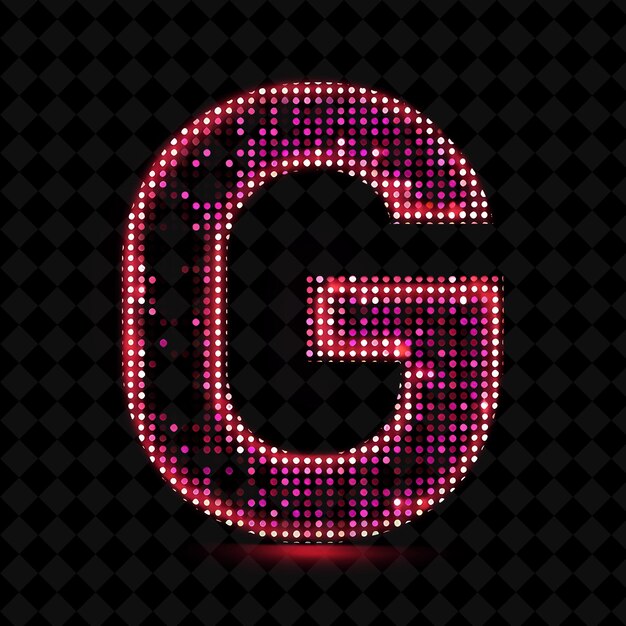 PSD letter g embellish with neon blinking dot lights with painte neon color y2k typo art collections