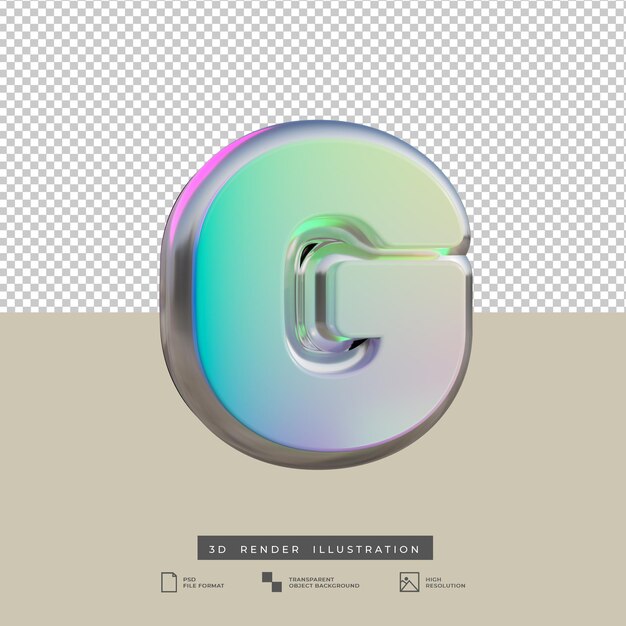 letter g gradient text effect 3d render
