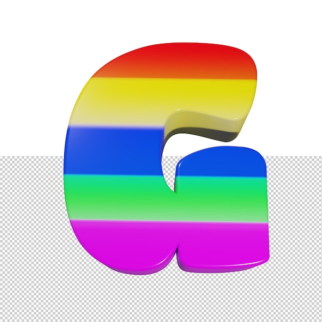 PSD letter g regenboog teksteffect 3d render