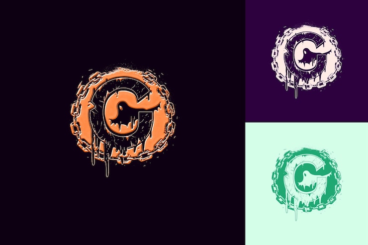 PSD letter g with transparent logo design style with g shaped in nature abstract vector collections