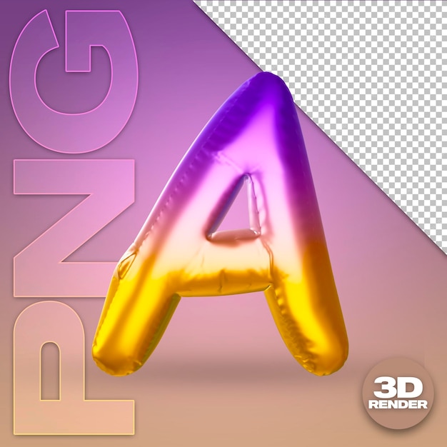 PSD letter a gradient 3d balloon