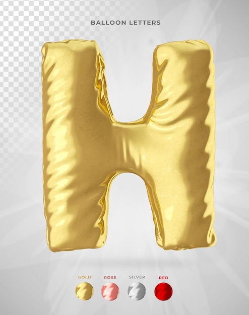 Letter h in 3d rendering of balloon isolated