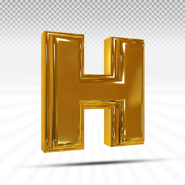 편지 H 3d 스타일 색상 황금