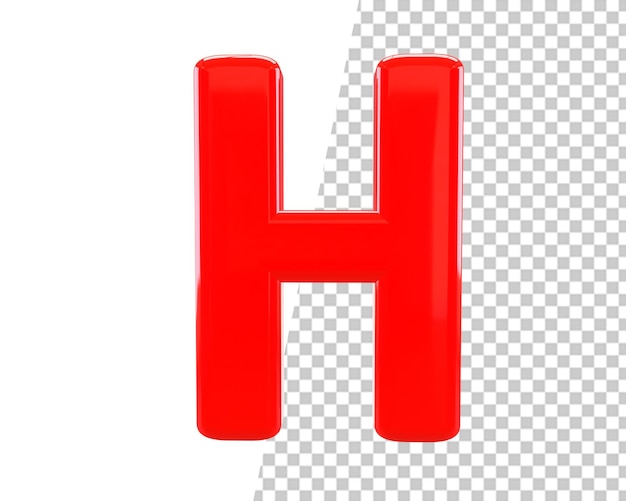 Lettera h logo alfabeto rosso rendering 3d