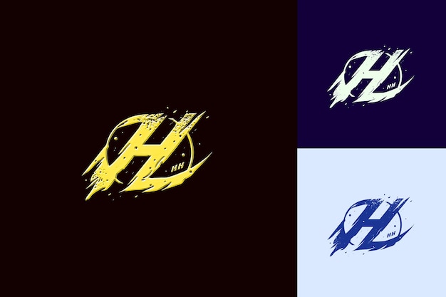 letter h with comet logo design style with h shaped into a c nature abstract vector collections
