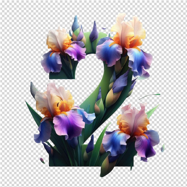 PSD a letter h with flowers in the middle