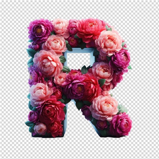 PSD a letter a is made of flowers and the letter a