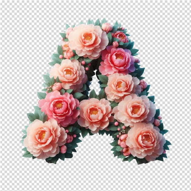 PSD a letter a is made of flowers and the letter a