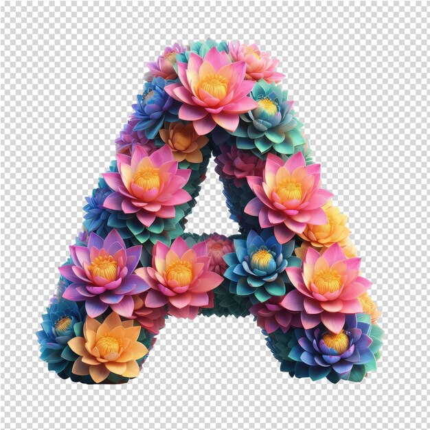 PSD a letter a is made of flowers and the letter a