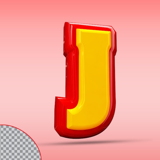 Letter j 3d-stijl kleur rood en goud
