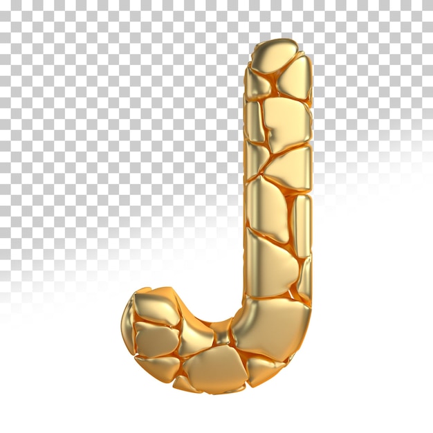 PSD letter j goud 3d render-stijl