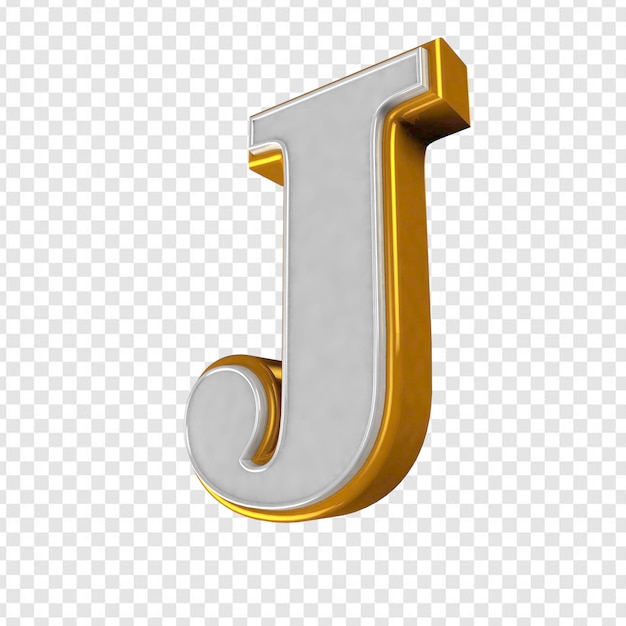 Lettera j bianco e oro