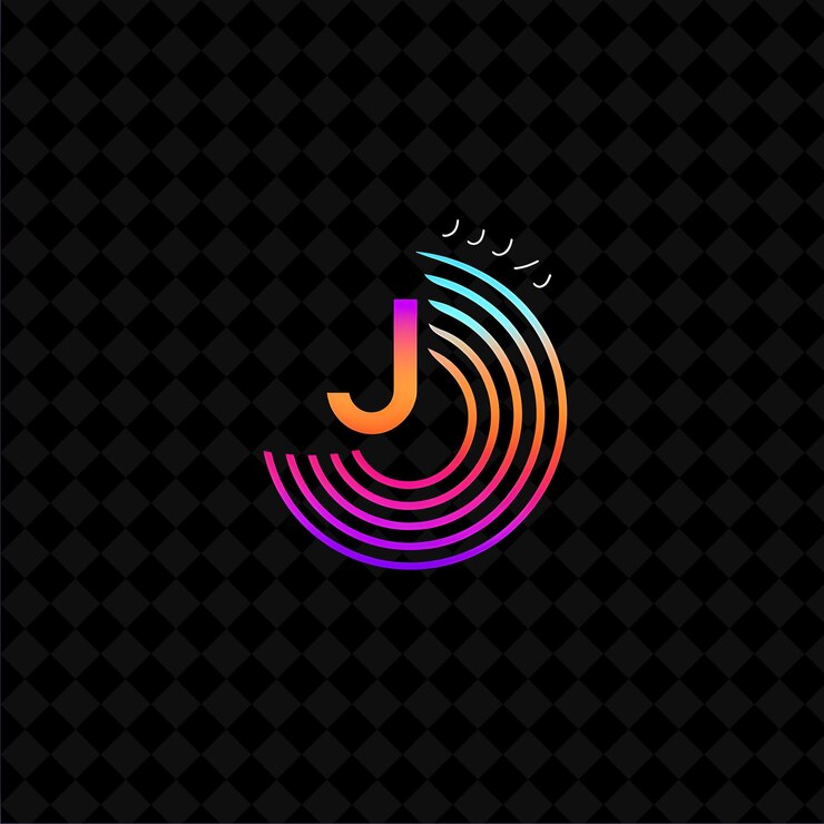 PSD j 字母与抽象标志设计风格与 j 形状的插图标志向量设计