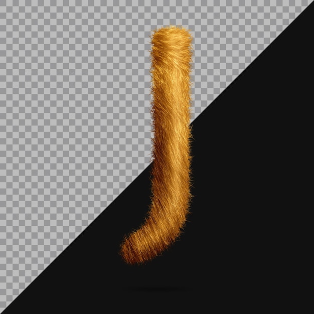 PSD letter j with realistic 3d fur