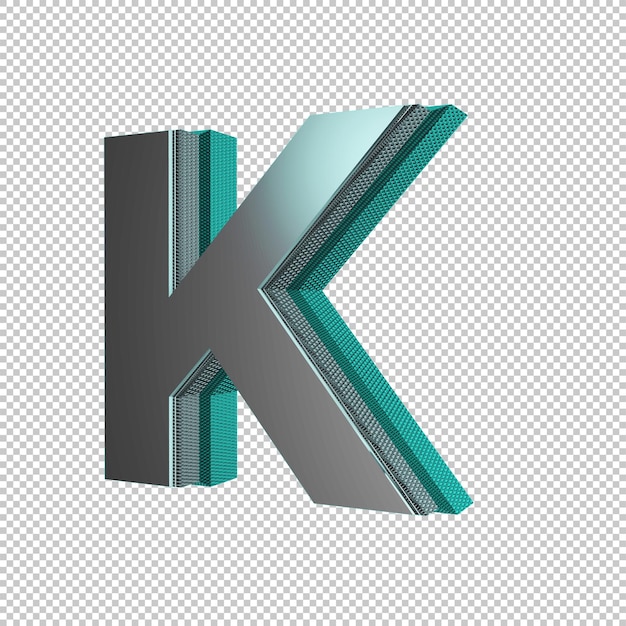 PSD letter k 3d render