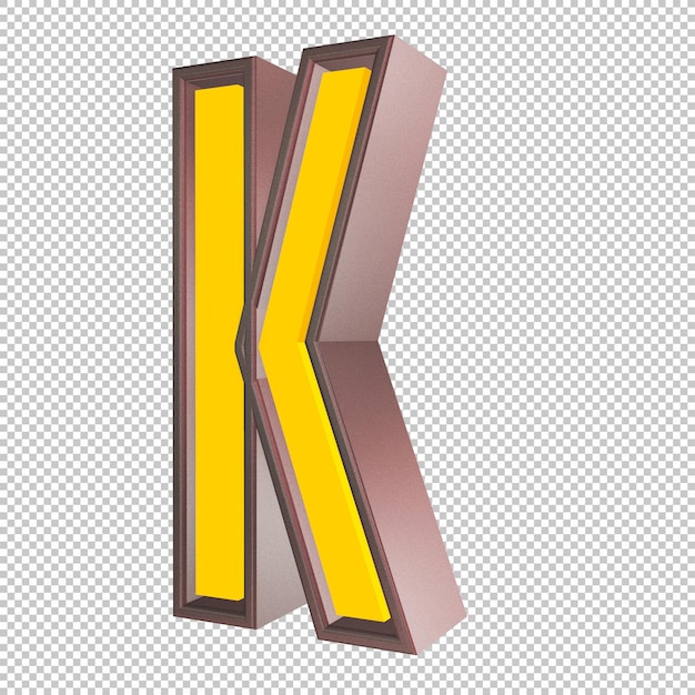 PSD letter k 3d render