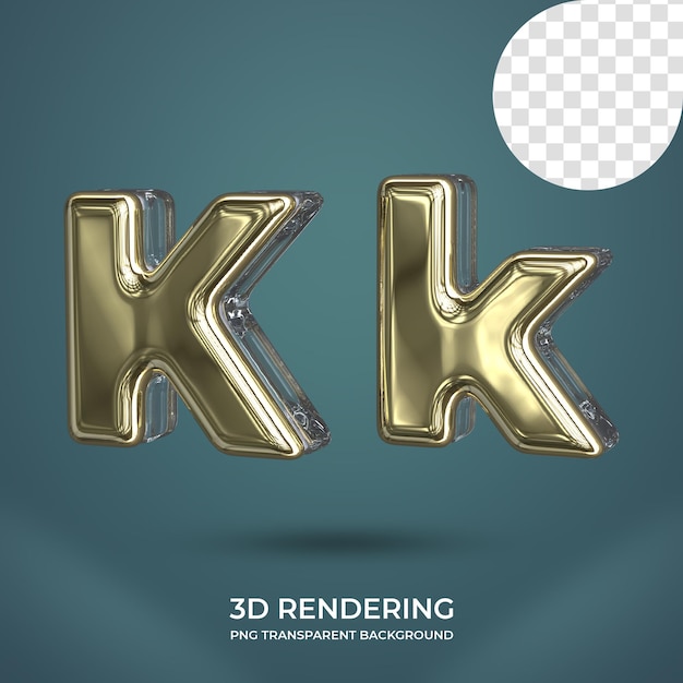 PSD letter k 3d-rendering geïsoleerde transparante achtergrond