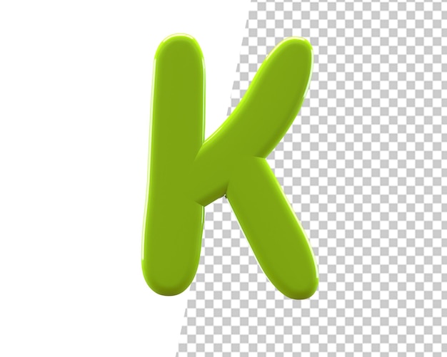 letter k groen alfabet 3d render
